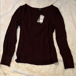 NTW Express Deep Burgundy Long Sleeve Blouse